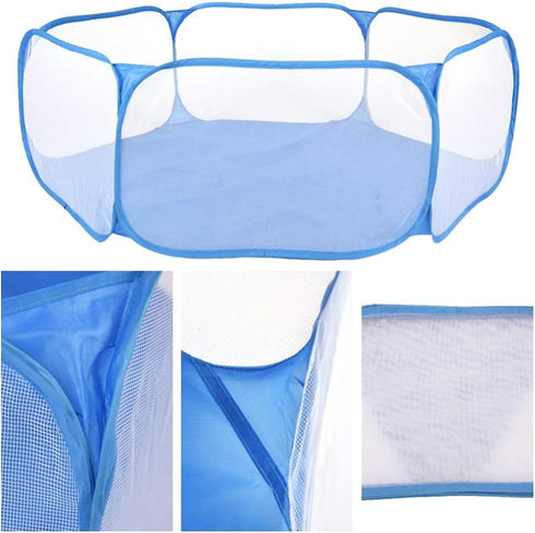 Hamster Foldable Exercise Playpen, Breathable and Transparent Pet Playpen, Indoor/Outdoor Cage Small Animal Fence for Syrian Hamster Rats Chinchil...